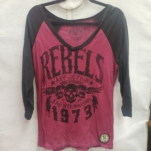 Affliction 3/4 sleeve vneck